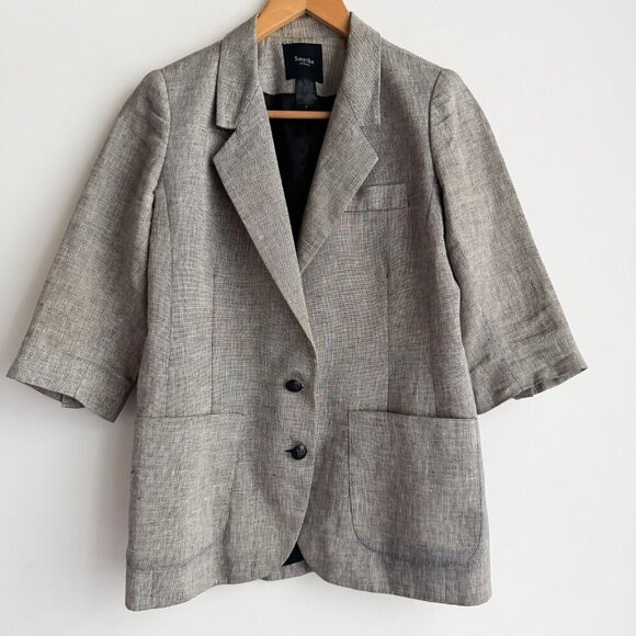 Smythe Grey Silver Cotton Blend 3/4 Sleeve Blender 6 - Picture 2 of 7